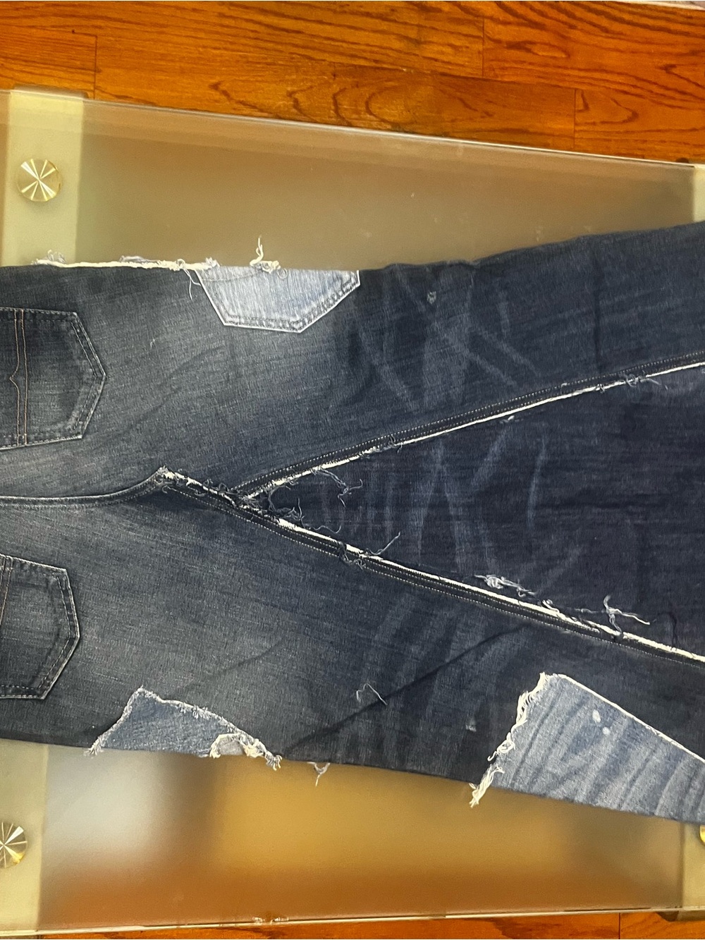 Ralph Lauren Denim & Supply Distressed Patchwork Maxi Denim Skirt Size 25 Rare - Picture 6 of 8